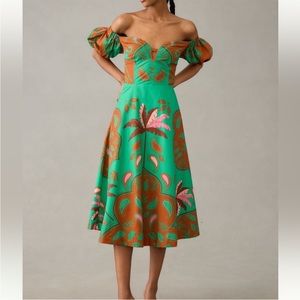 Anthropologie Maeve puff sleeve sweetheart dress